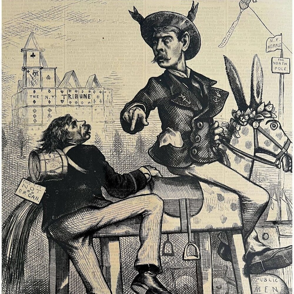 Thomas Nast Hobby In The Kindergarten 1874 Victorian Woodcut Engraving LGBinTN2